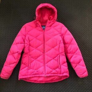 HOT PINK POLAR EDGE HOODED ZIP FRONT PUFFER JACKET SIZE L BARBIECORE SKIWEAR